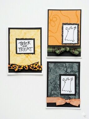 Halloween Cards Set of 3 Handcrafted Ghost Candy Corn